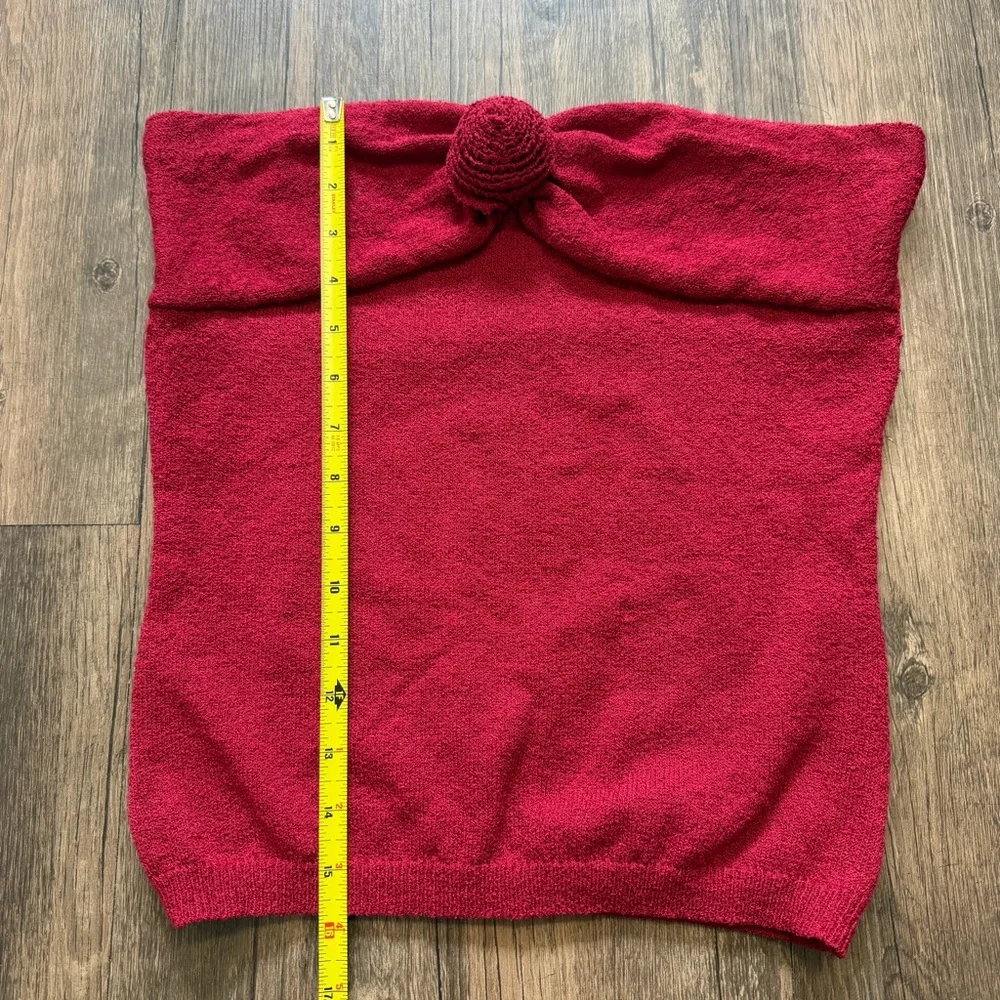 PEPPERMAYO Hidden Hills Knit Rose Strapless Tube Top Maroon Stretch Casual M/L - Picture 12 of 12